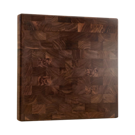 Cozifa Schneidebrett aus Walnussholz 35,6x35,6 cm – Hirnholz-Metzgerblock geölt, Antibakteriell, Groß für Küche & BBQ