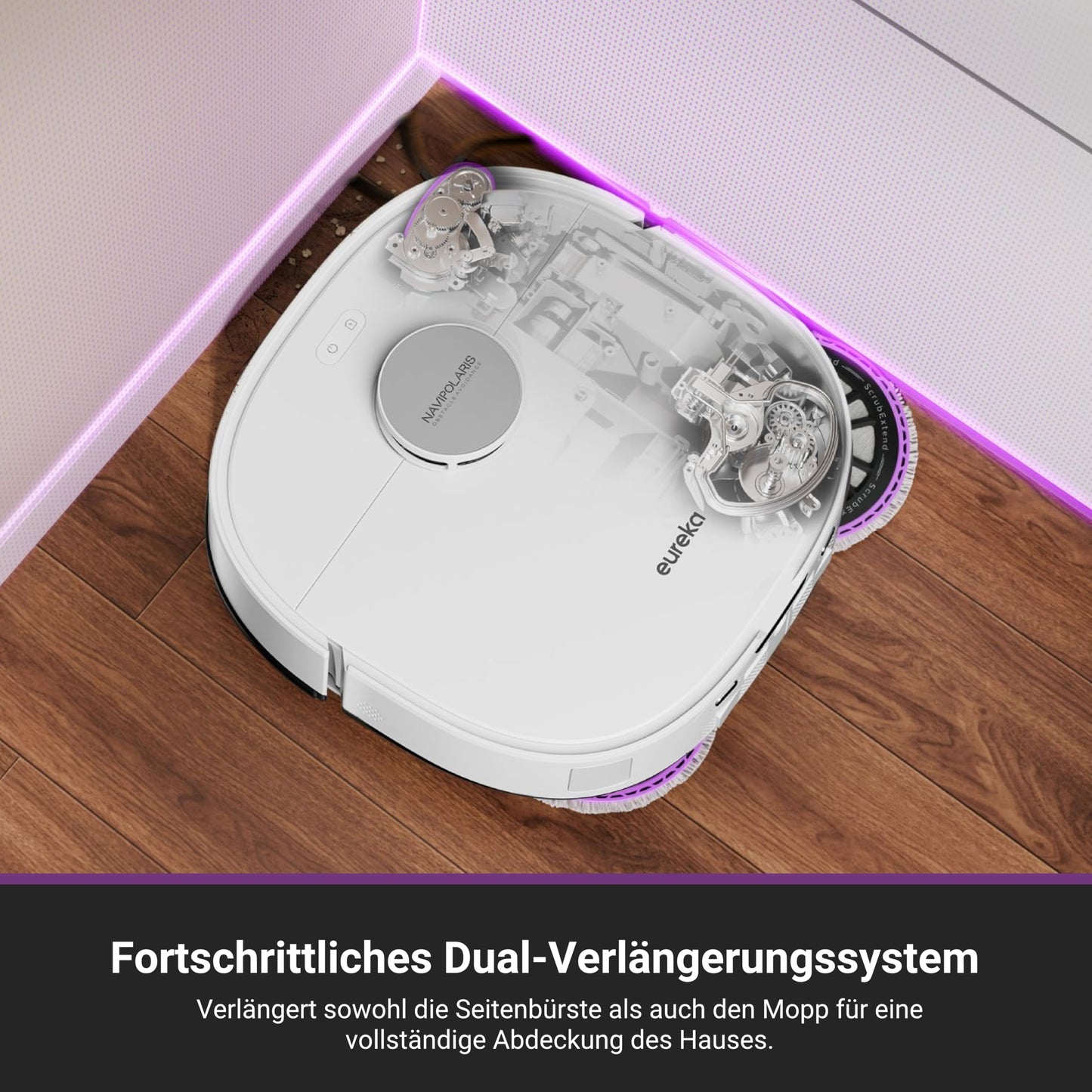 Eureka J15 Max Ultra Saugroboter mit Wischfunktion, 22.000 Pa, 80℃ Heißwasser, Anti-Wickel