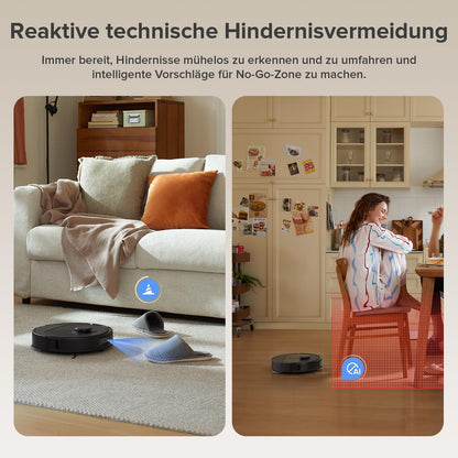Roborock QV 35A Schwarz Saugroboter mit Wischfunktion, 8.000 Pa, Hebarer Mopp, Anti-Verfilzung