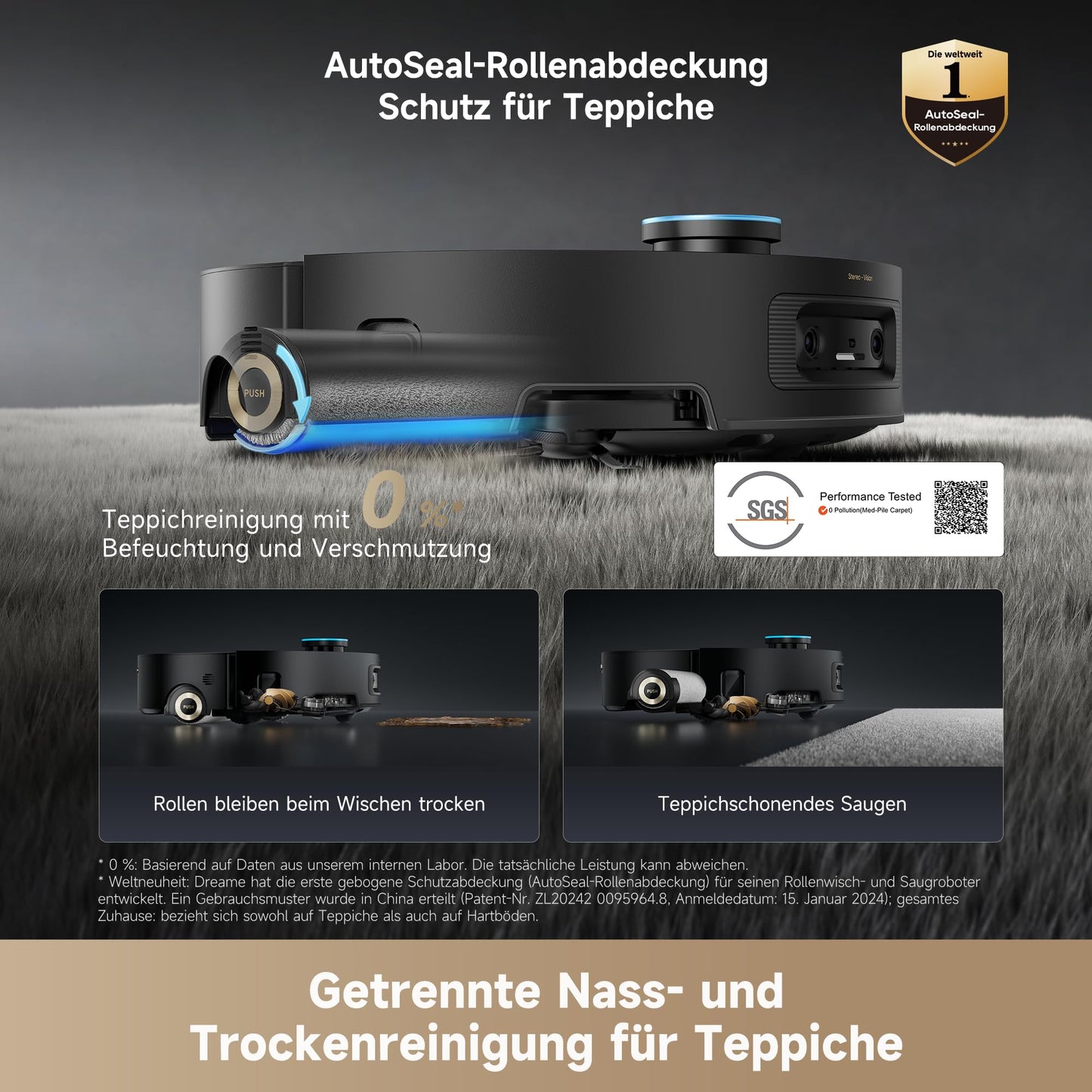dreame Aqua10 Ultra Roller Complete Schwarz Saugroboter, 30.000 Pa, 8cm Hindernisfreiheit