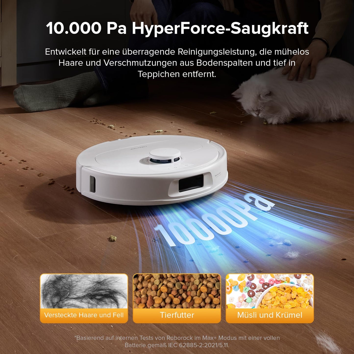 Roborock QV 35S Weiß Saugroboter mit Wischfunktion, 10.000 Pa, Hebbare Mopps, Anti-Tangle