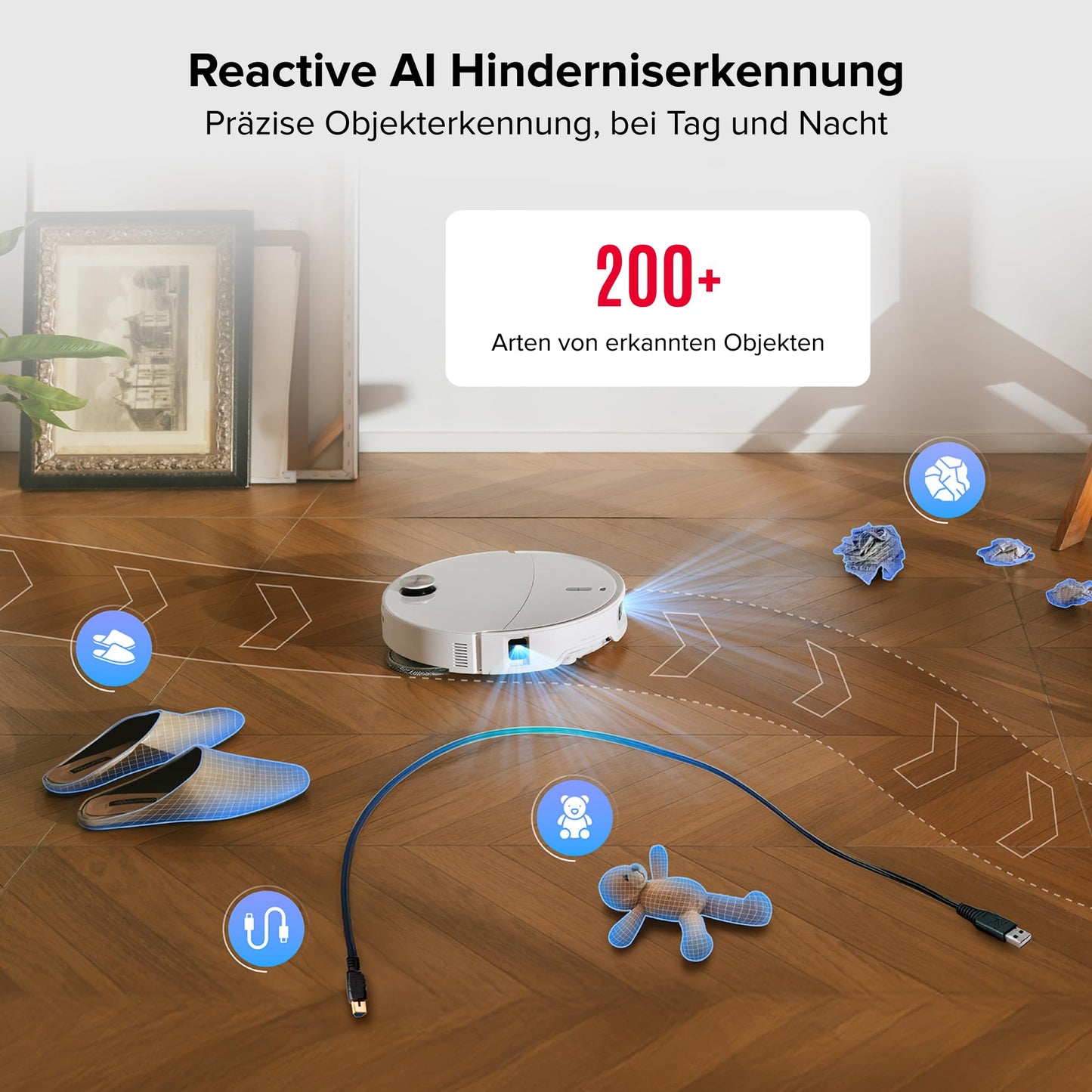 Roborock Qrevo Curv 2 Pro Weiß Saugroboter, 25.000 Pa, 100°C Heißwasser, Anti-Tangle