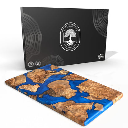 Handgefertigtes Olivenholz Schneidebrett mit Harz – Luxus Charcuterie & Käsebrett, dekorativ, ideal als Geschenk für Küche & Einweihung