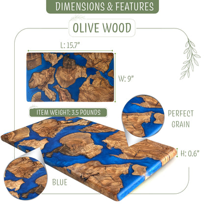 Handgefertigtes Olivenholz Schneidebrett mit Harz – Luxus Charcuterie & Käsebrett, dekorativ, ideal als Geschenk für Küche & Einweihung