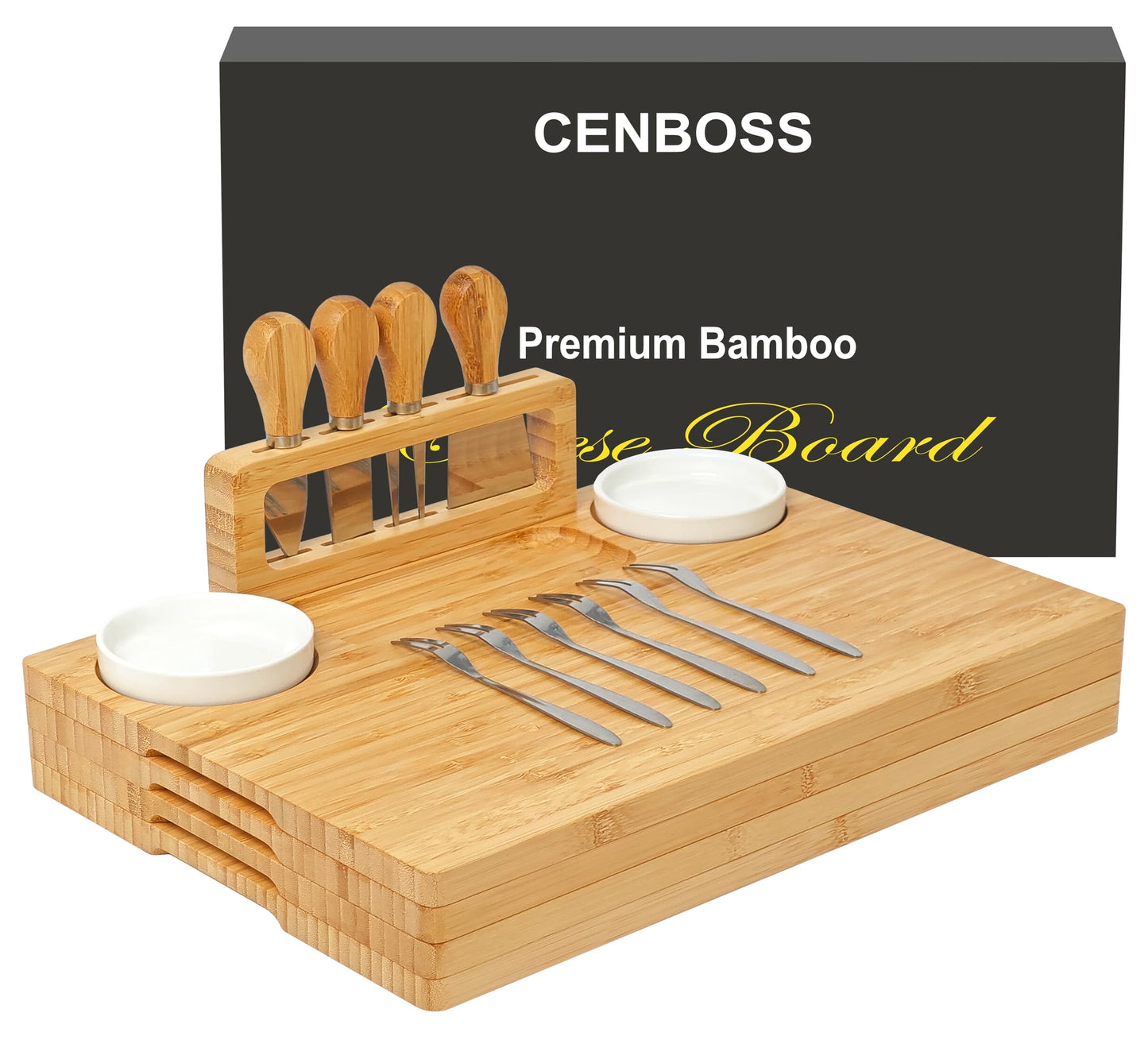 CENBOSS Set mit 4 Charcuterie-Brettern, Käsebrett-Geschenk-Set, Einweihungs- und Einzugsgeschenke