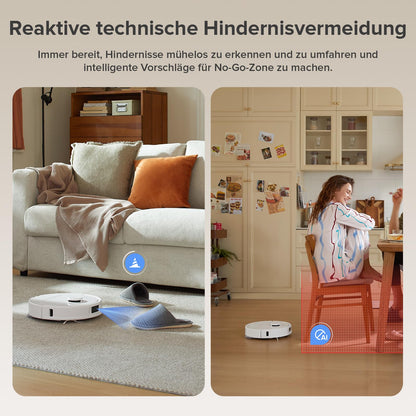 Roborock QV 35A Weiß Saugroboter mit Wischfunktion, 8.000 Pa, Hebarer Mopp, Anti-Verfilzung