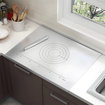 316 Edelstahl Schneidebrett Groß - Frühstücksbrettchen, Küchenbrett Antibakteriell, Zum Kneten, Arbeitsplatte (60 * 58cm)