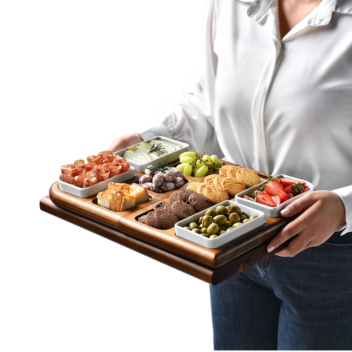 Shanik Premium Charcuterie Board – Magnetisches Käsebrett & Serviertablett aus Holz – Doppelseitig, Ohne Gravur, Perfekt als Geschenk