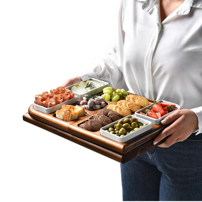 Shanik Premium Charcuterie Board – Magnetisches Käsebrett & Serviertablett aus Holz – Doppelseitig, Ohne Gravur, Perfekt als Geschenk