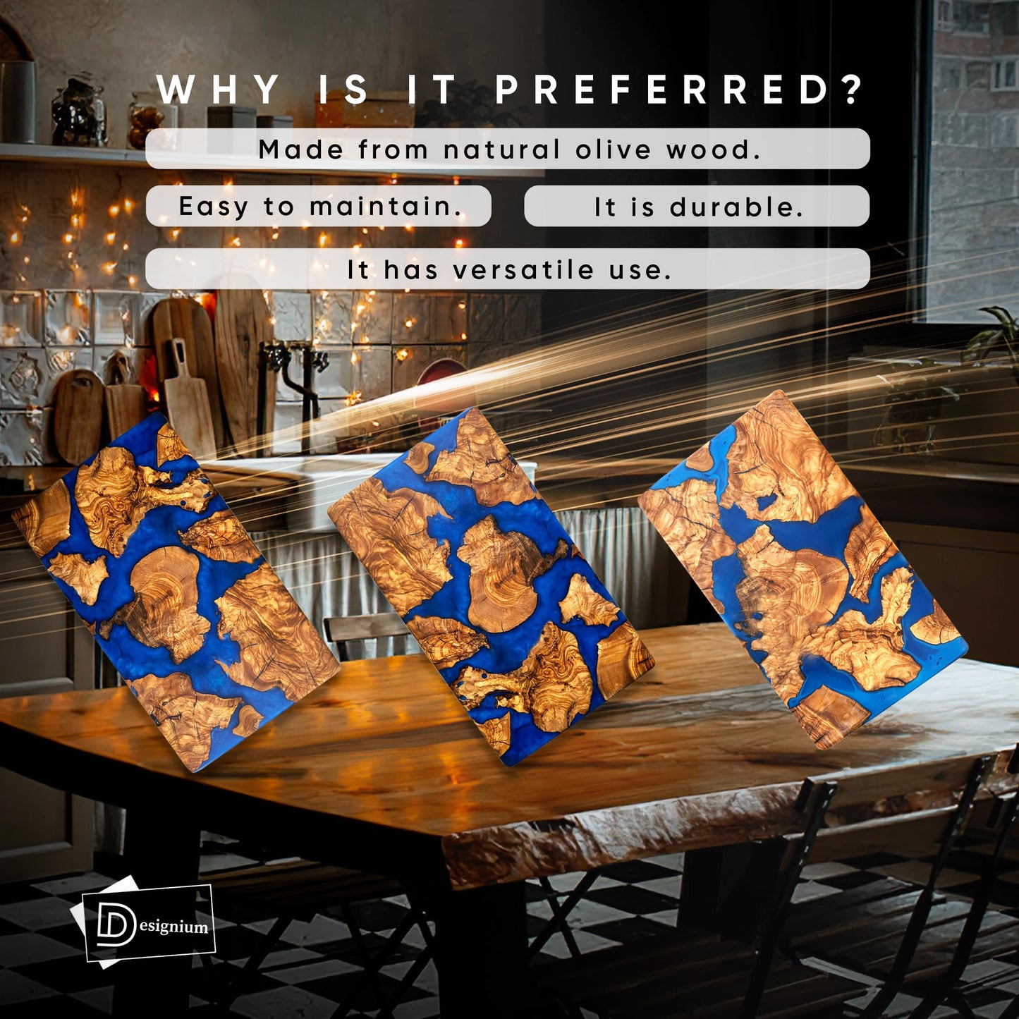 Handgefertigtes Olivenholz Schneidebrett mit Harz – Luxus Charcuterie & Käsebrett, dekorativ, ideal als Geschenk für Küche & Einweihung