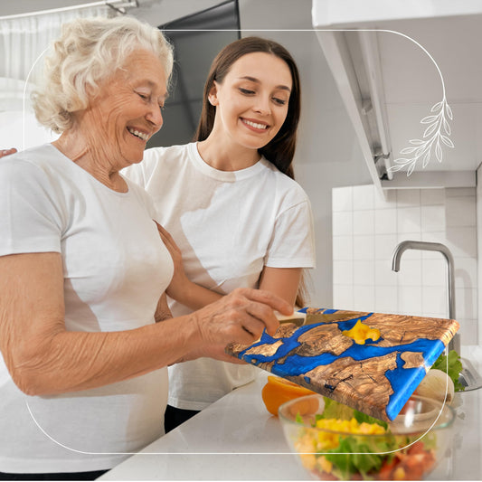 Handgefertigtes Olivenholz Schneidebrett mit Harz – Luxus Charcuterie & Käsebrett, dekorativ, ideal als Geschenk für Küche & Einweihung