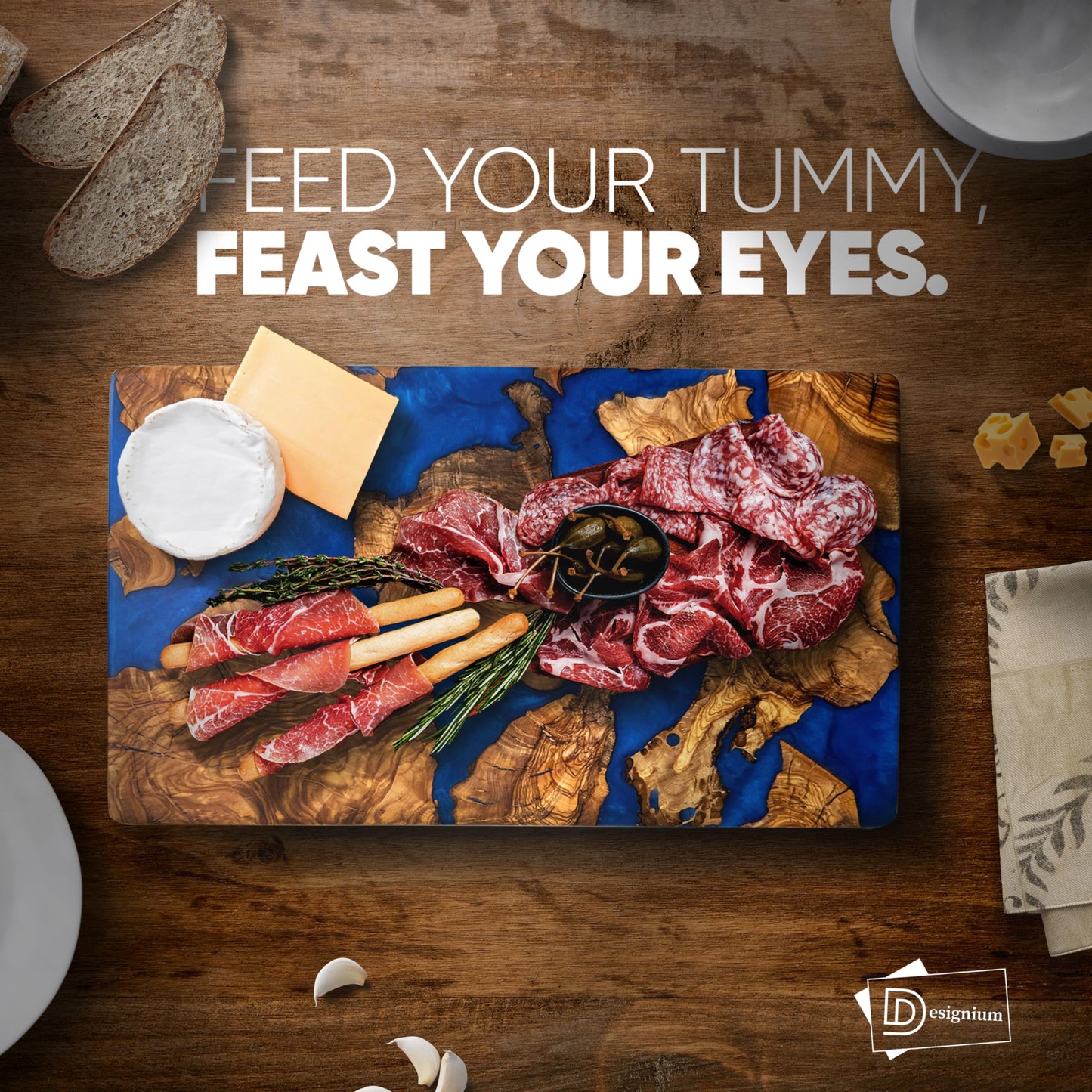 Handgefertigtes Olivenholz Schneidebrett mit Harz – Luxus Charcuterie & Käsebrett, dekorativ, ideal als Geschenk für Küche & Einweihung