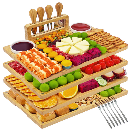 CENBOSS Set mit 4 Charcuterie-Brettern, Käsebrett-Geschenk-Set, Einweihungs- und Einzugsgeschenke