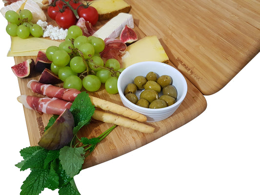 SmokeMax® XL Riesen Servierbrett (ca. 75x22x2cm), Schneidebrett, Designbrett aus natürlichen Bambusholz (100% mit natürlichen Ölivenöl geölt)