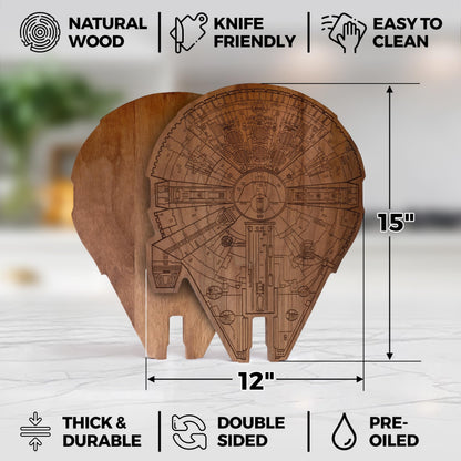 Straga Millennium Falcon Walnuss Schneidebrett – Handgefertigtes Charcuterie- & Cutting Board aus Premium Walnussholz, Geschenk für Weihnachten & Vatertag